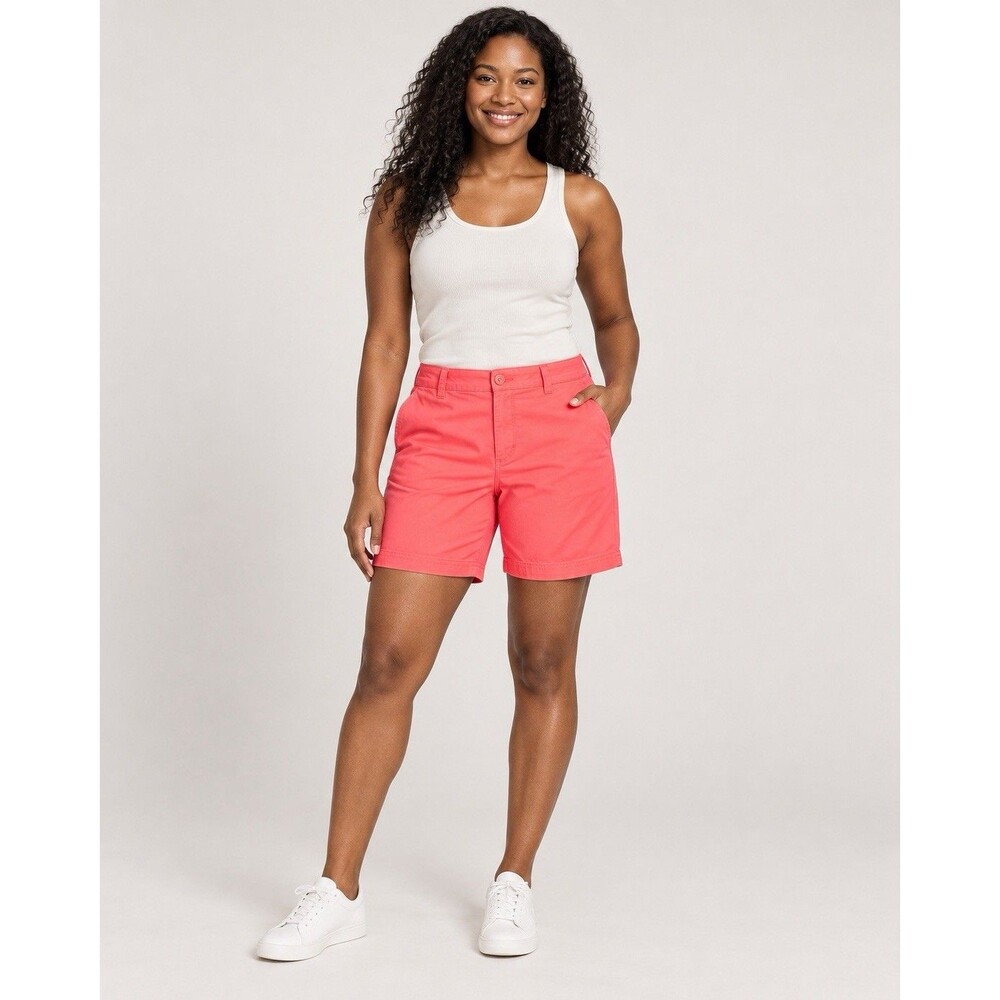 Magellan Outdoors Women’s Bermuda Shorts Size 10 Coral Stretch Chino Casual